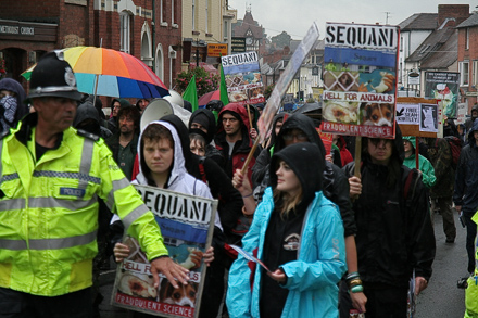 Animal rights demonstration against Sequani on Ledbury Portal